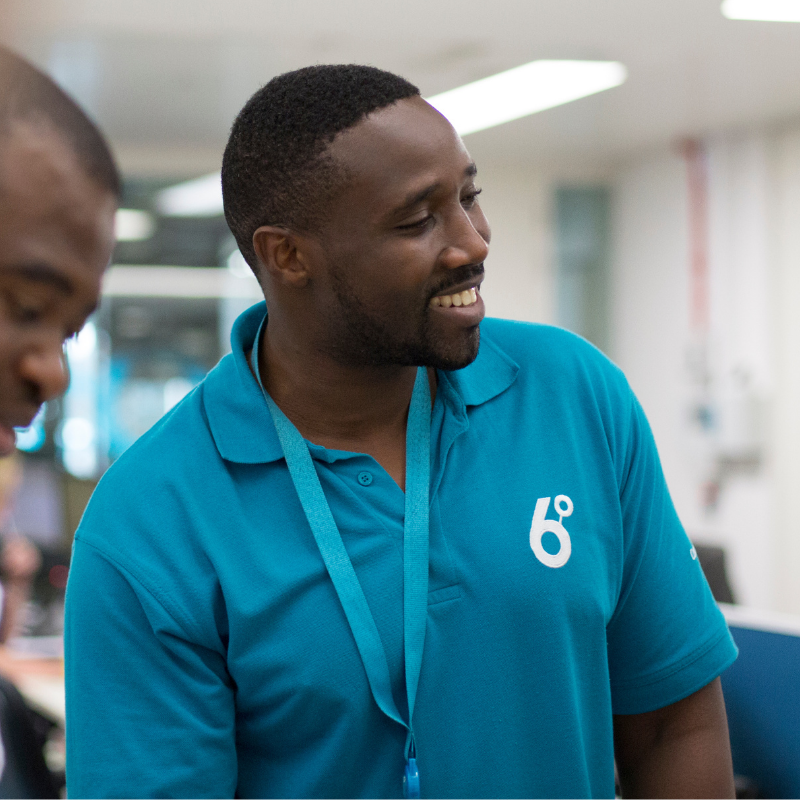 man smiling at work