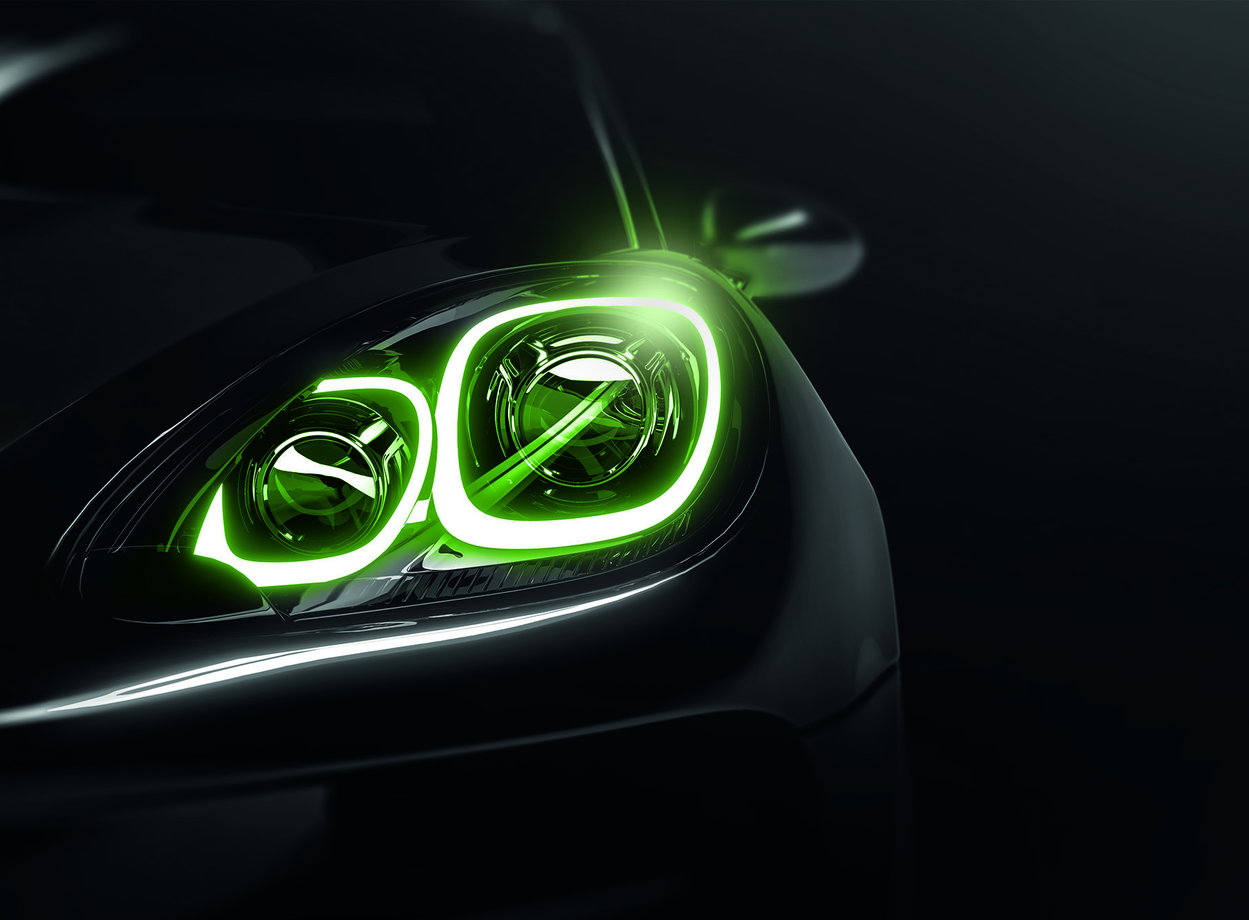 Modern car headlight close up scene (3D Illustration)